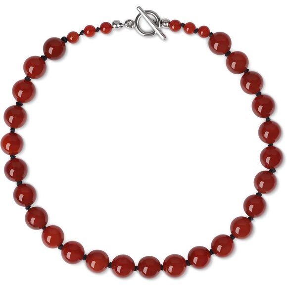 Womens Beaded Red Carnelian Necklace 16/18in Bold Elegant Choker Jewelry - Picture 1 of 6